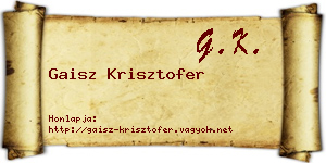 Gaisz Krisztofer névjegykártya